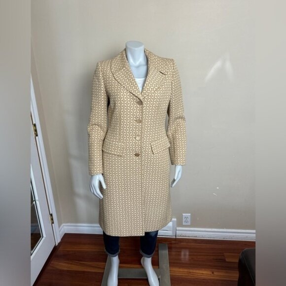 Le Suit Cream Patterned Coat - Picture 1 of 7